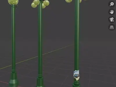3 Street lights and 2 trash bin  Free 3D model