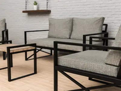 Garden furniture set outside furnish Low-poly 3D model