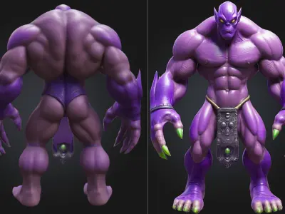 Stylized Alien Brute Monster Low-poly 3D model