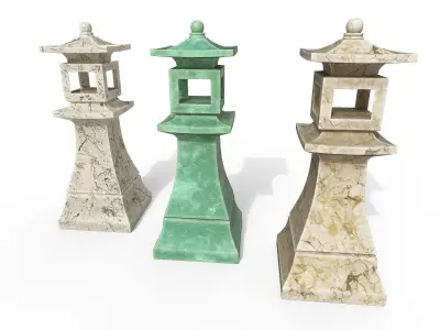 Concrete stone lantern Low-poly 3D model
