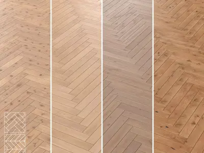 Boen Oak Parquet Flooring - 5 Layouts and 4 Colors -4K Texture