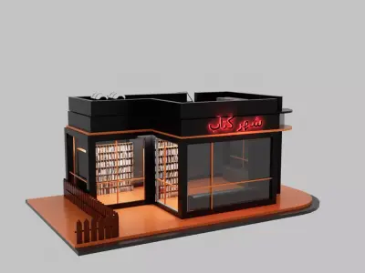 Modern Bookstore 3D Model  Low Poly Stylized Book Shop 3D model