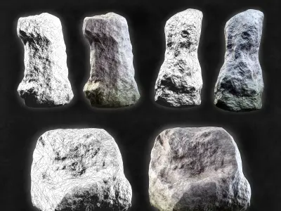 10 Low Poly Stone  3D model