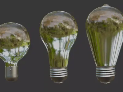 3 LIGHTBULBS Low-poly 3D model