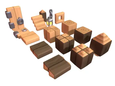 Cube World Wood Block - Proto Series Low-poly 3D model