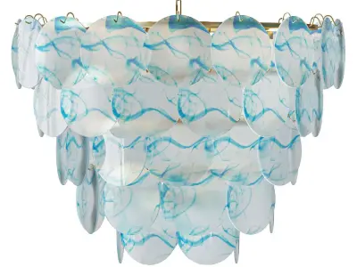 Blue Murano Disc Chandelier 3D model