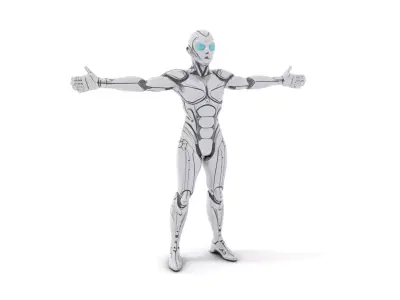Futuristic Android Model Pack with Metallic Finish Low-poly 3D model