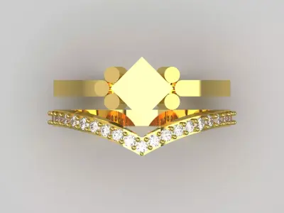 Wedding STL 3D Ring Set Embrace of Light model wr0033 3D print model