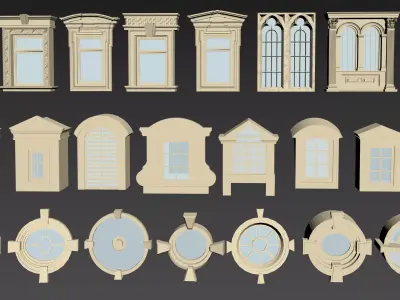 European-style dormer window combination 3D model