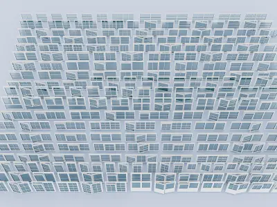 100 AND MORE WINDOWS OPENED FROM THE SIDE AND VENTILATED VIEW 3D model