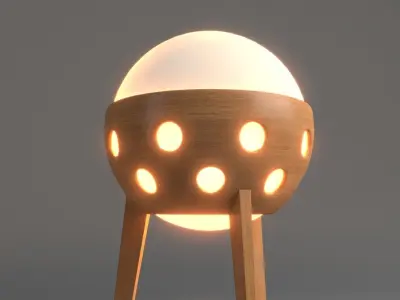 Wooden Garden Lamp Design With Light 3D model