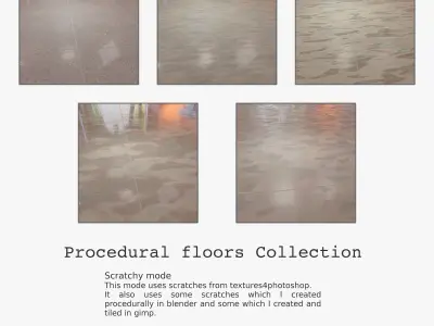Floor with 5 procedural floor shaders 3D model