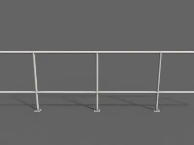 PBR Pedestrian Guard Rail White V5 Low-poly 3D model