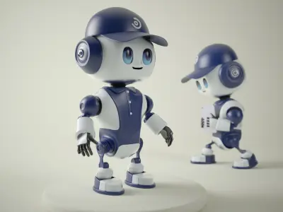 RoboBuddy  Futuristic Mascot Robot Low-poly 3D model