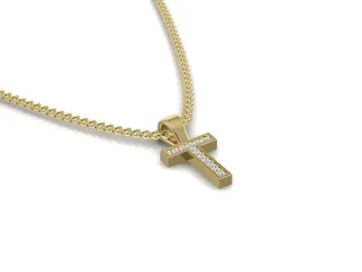 Pendant T cross with diamonds 3D print model
