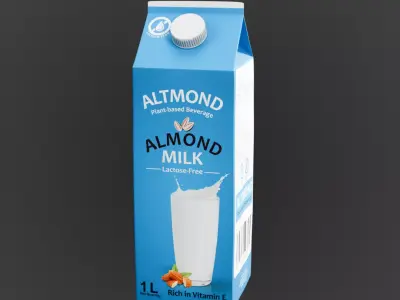 Almond Milk carton Low-poly 3D model