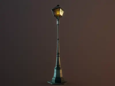 Street Lamp Low-poly 3D model 10