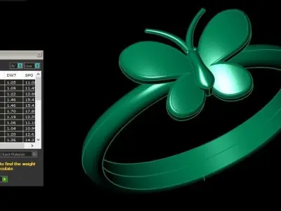 Light Gold Butterfly Jewelry Ring Diamond 3D model