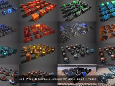 Sci-Fi Props PBR complete Collection with Game Packs