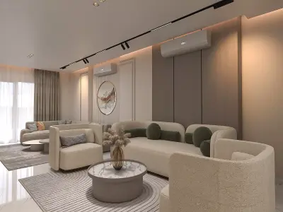 reception flat design 3D model