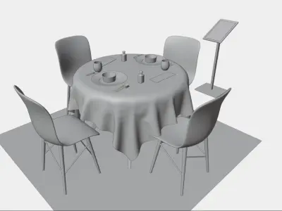 Table and equiptment 3D model