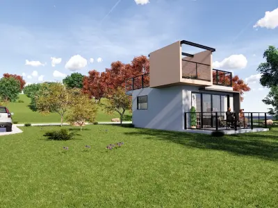 Bungalow vacation house tiny house  on 25m2 Low-poly 3D model