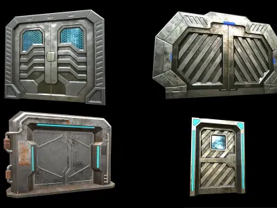 Sci-Fi Doors Low-poly 3D model