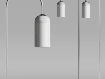 Pottery Barn Claremont Milk Glass and Clear Cylinder Floor Lamps 3D model