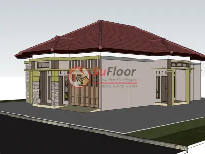 House 18x23m code 480- Sketchup 3D model 3D model 3D model