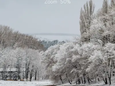Panorama of the park with a lake and snow-covered trees - 45k 3D model