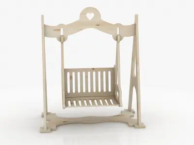 Wooden Swing cnc router 3d model Low-poly 3D model