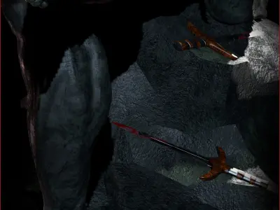 Scars statue of man on rock 3D model