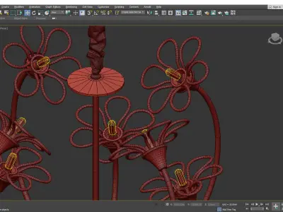 DOMINICA brass flower chandelier Low-poly 3D model