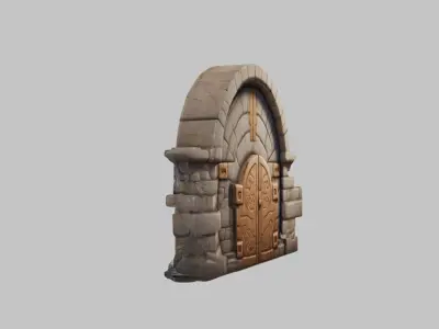 stylized Door Hallway Low-poly 3D model
