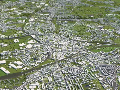 Bochum Germany 50x50km 3D City Map 3D model