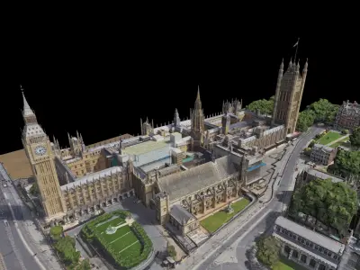 Westminster Abbey and Big Ben 3D Scan 3D model