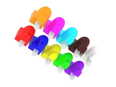 Colored Toilets Set 3D model
