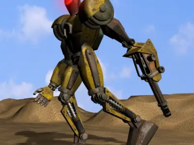 Sand Marauder Robot Character Rigged Low-poly 3D model