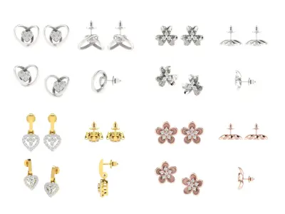 BULK-3DM-With Gems-EARRING 150 Files 3D print model