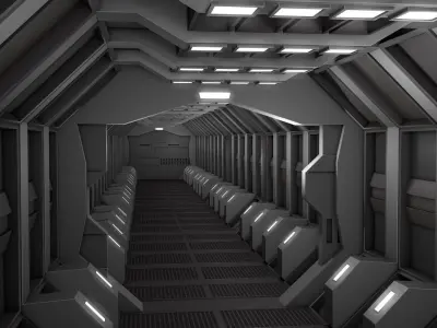 Sci Fi Corridor  3D model 9