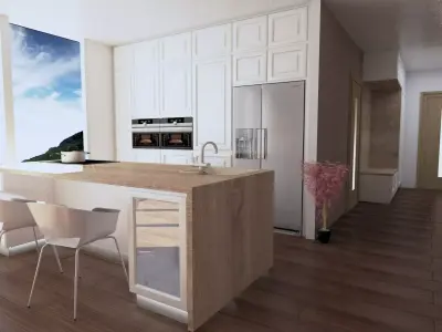 Modern kitchen with classical design 3D model
