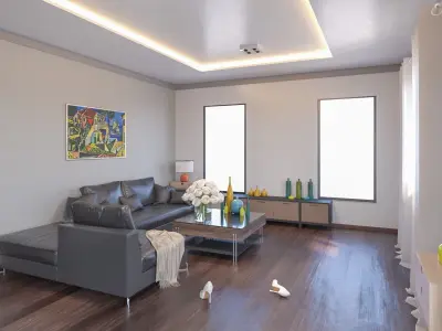 Modern Living room and kitchen 3D model