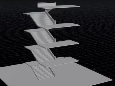Houdini Stair Asset Low-poly 3D model 3D model