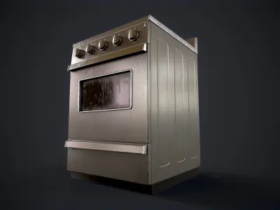 Old electric stove Low-poly 3D model