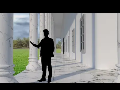 TOWN HALL Low-poly 3D model