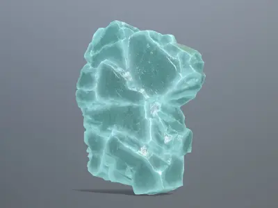 Stone piece of turquoise rock Low-poly 3D model