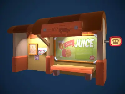 Bus Stop  Low-poly 3D model