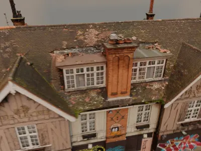Photogrammetry scan of abandoned Pub Low-poly 3D model