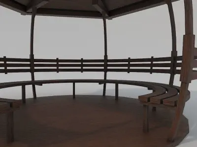 Pergola PBR 3D model gazebo in park Low-poly 3D model