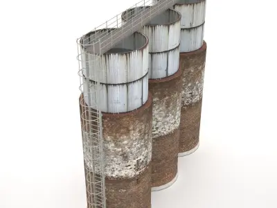 Industrial water towers 3D model